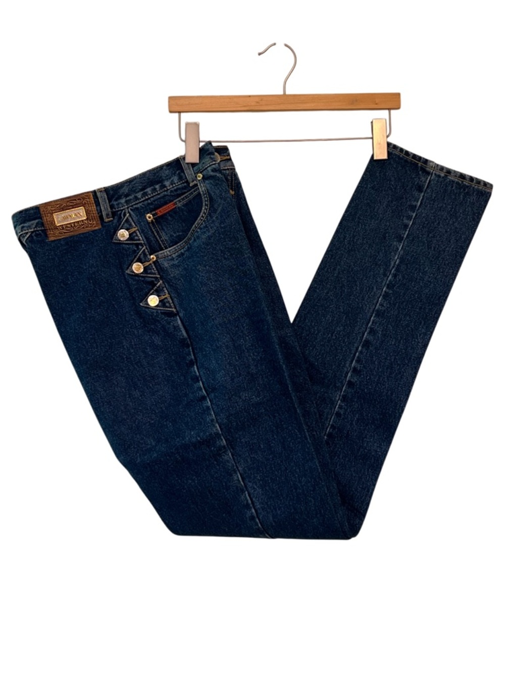 Lawman Western High Rise Dark Wash Jeans Button Detail